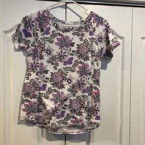 Talbots Purple and Pink Floral Short Sleeve Top